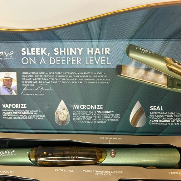 Agave Healing Vapor Iron with Green and Gold Accents main image 5